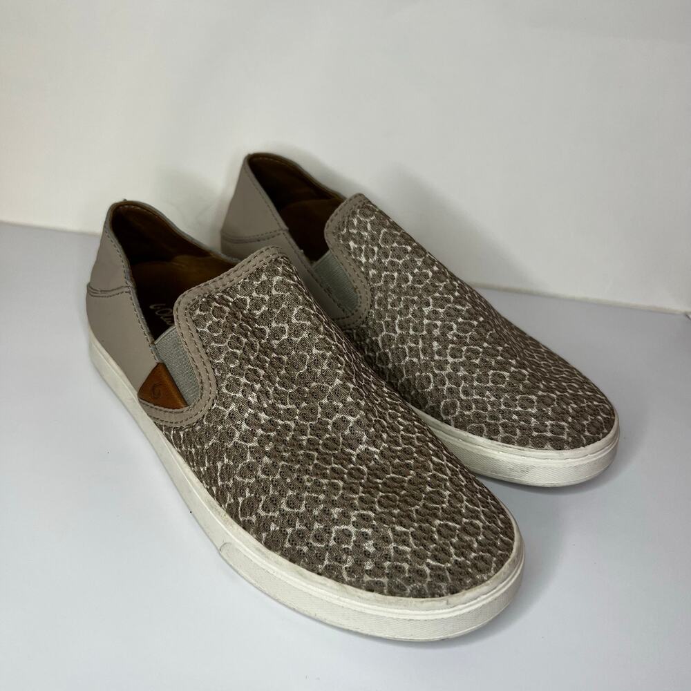 OluKai Pehuea Pa’i breathable slip-on sneakers in taupe WOMENS 6